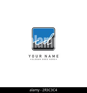 CD Initial Logo in Signature Style for Photography and Fashion Business - Hand Drawn Signature Logo Vector Stock Vector