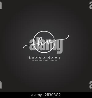 Simple Signature Logo for Alphabet HV - Handwritten Signature for Photography and Fashion Business Stock Vector