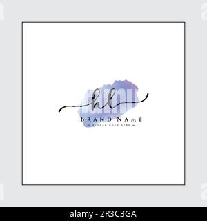 DZ Handwritten Signature logo with Watercolor Background- Vector Logo Template for Beauty, Fashion and Photography Stock Vector