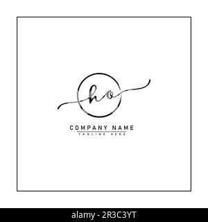 Initial Signature Logo for Letter HO - Vector Logo Template in Handwritten Signature Style Stock Vector