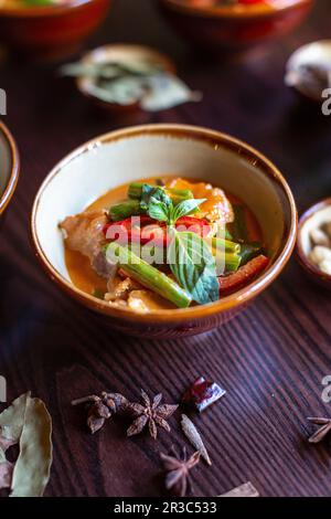 Thai panang curry with chicken Stock Photo