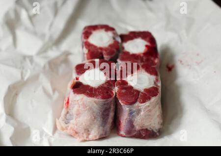 Sliced raw oxtail Stock Photo