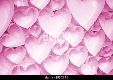 Pink paper hearts background texture Stock Photo