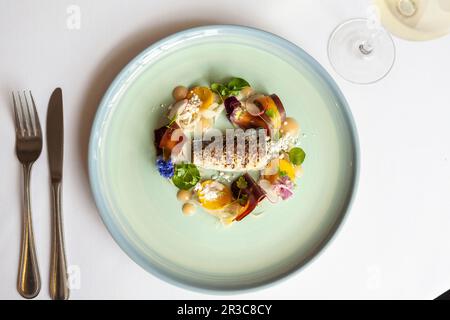 Mackerel with pickled root vegetables Stock Photo