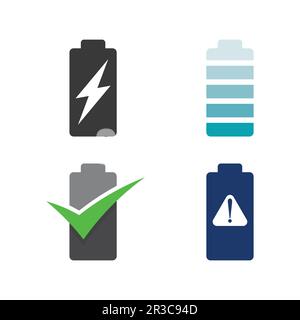 Power Battery Logo icon vector illustration Design Template.Battery Charging vector icon.Battery power and flash lightning bolt logo Stock Vector