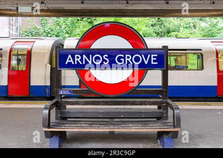 Arnos Grove station roundel Stock Photo