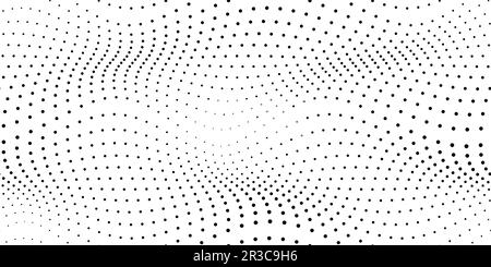 Polka dots halftone wavy seamless pattern. Abstract graphic vector background with poka circles. Wallpaper with monochrome particles. Modern simple ge Stock Vector