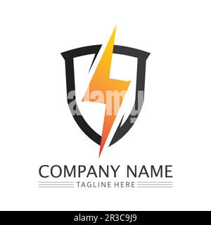 Power Battery Logo icon vector illustration Design Template.Battery Charging vector icon.Battery power and flash lightning bolt logo Stock Vector