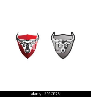 bull logo and horn badges logo icon shield Stock Vector