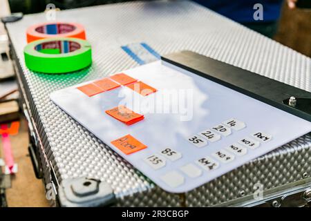 Clapperboard on location used on television and film set productions Stock Photo