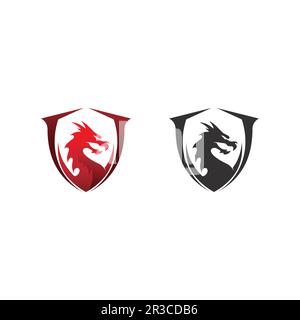 Dragon design logo vector icon illustration design logo template fantasy animals Stock Vector
