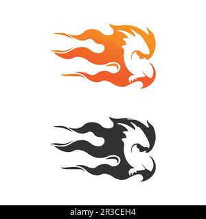 Dragon design logo vector icon illustration design logo template fantasy animals Stock Vector