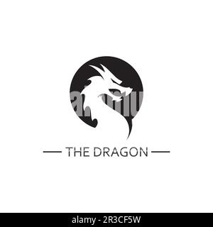 Dragon design logo vector icon illustration design logo template fantasy animals Stock Vector