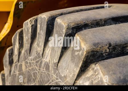Close up of a tractor tire, Front end loader Stock Photo
