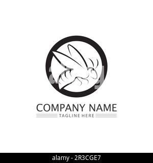 Honey and bee icon logo vector animal design and illustration Stock Vector