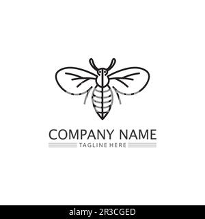 Honey and bee icon logo vector animal design and illustration Stock Vector
