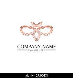 Honey and bee icon logo vector animal design and illustration Stock Vector