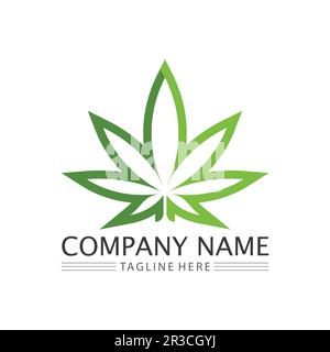 cannabis logo and marijuana leaf icon vector Stock Vector