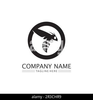 Honey and bee icon logo vector animal design and illustration Stock Vector