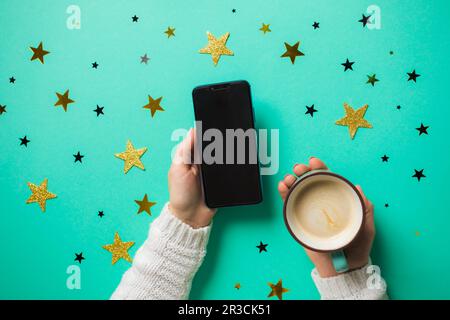 Waiting for morning call or message with congratulations Stock Photo