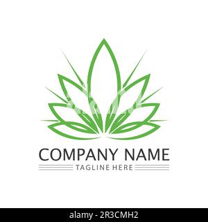 cannabis logo and marijuana leaf icon vector Stock Vector