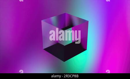Colorful Iridescent cube. Computer generated 3d render Stock Photo