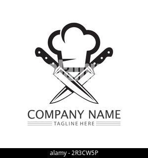 chef hat logo and icon vector design template Stock Vector