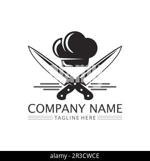 chef hat logo and icon vector design template Stock Vector