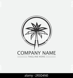 Palm tree summer logo template vector illustration Stock Vector