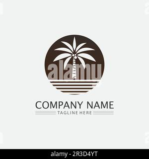 Palm tree summer logo template vector illustration Stock Vector