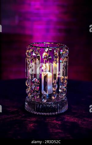 Decor with candles and lamps for corporate event or gala dinner Stock Photo