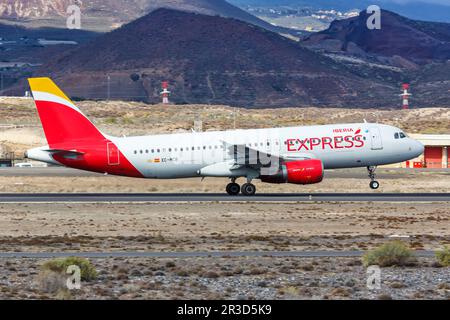 Iberia Express Airbus A320 aircraft Tenerife South Airport in Spain Stock Photo