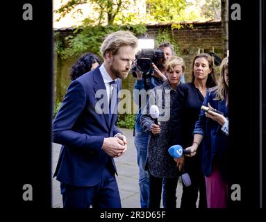 THE HAGUE - Minister Dennis Wiersma (Primary and Secondary Education) responds to his behavior as a Member of Parliament after the education minister apologized to the VVD party of the House of Representatives earlier in the day. ANP ROBIN VAN LONKHUIJSEN netherlands out - belgium out Stock Photo