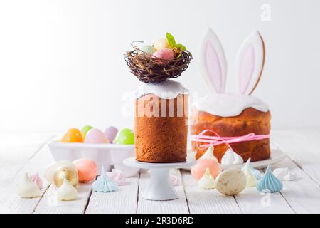 Various traditional decorations for the Easter cake Stock Photo