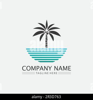Palm tree summer and tropical design logo template vector illustration Stock Vector