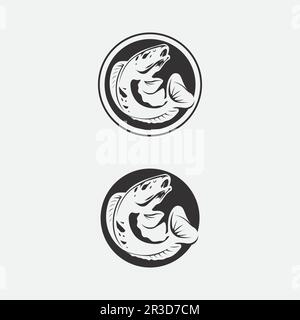 Channa Snakehead fish, Predator Fish, animal underwater design, logo, and illustration Stock Vector