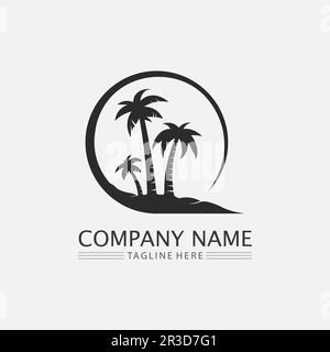 Palm tree summer and tropical design logo template vector illustration Stock Vector