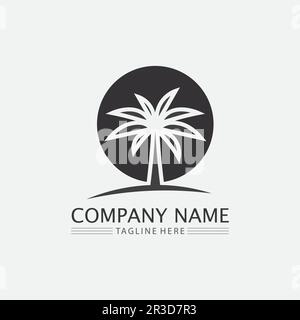 Palm tree summer and tropical design logo template vector illustration Stock Vector