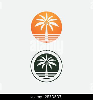 Palm tree summer and tropical design logo template vector illustration Stock Vector