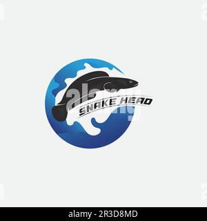 Channa Snakehead fish, Predator Fish, animal underwater design, logo, and illustration Stock Vector