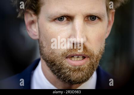 THE HAGUE - Minister Dennis Wiersma (Primary and Secondary Education) responds to his behavior as a Member of Parliament after the education minister apologized to the VVD party of the House of Representatives earlier in the day. ANP ROBIN VAN LONKHUIJSEN netherlands out - belgium out Stock Photo