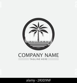 Palm tree summer logo template vector illustration Stock Vector