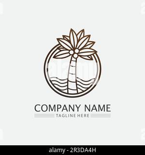 Palm tree summer and tropical design logo template vector illustration Stock Vector