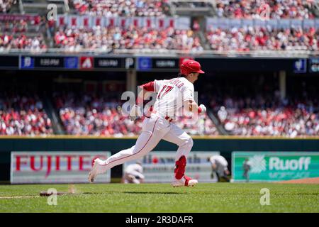 Cincinnati Reds' Stuart Fairchild (17) stands during the national