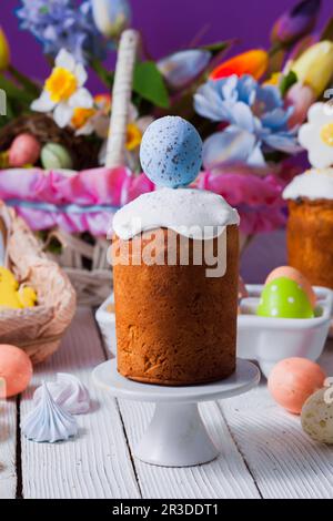 Close-up small Easter breads with cute decoration on top Stock Photo