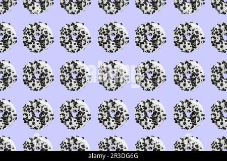 Cookie donut pattern on blue background Stock Photo
