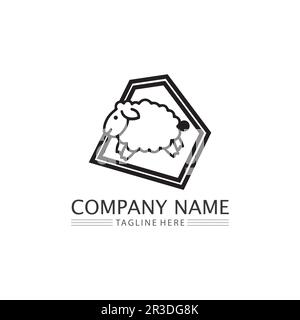 Sheep vector icon animal logo design silhouette illustration Stock Vector