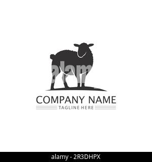 Sheep vector icon animal logo design silhouette illustration Stock Vector