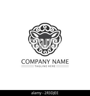Sheep vector icon animal logo design silhouette illustration Stock Vector