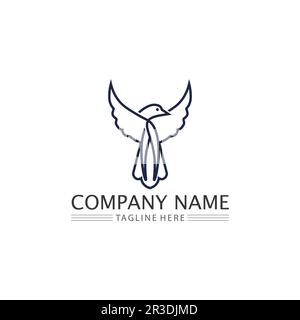 Birds and swallow dove logo design and vector animal wings and flying bird Stock Vector